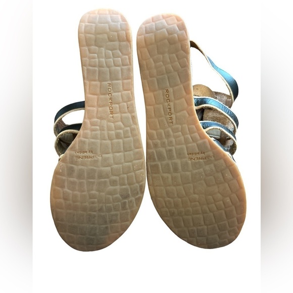 Rockport Gladiator Wedge Sandals Black and White w/ Cork‎ Size 9 Adidas Adiprene - Picture 5 of 8